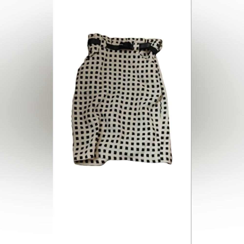 Eva Franco Women's Belted Checkered Retro Pencil Skirt Sz 2